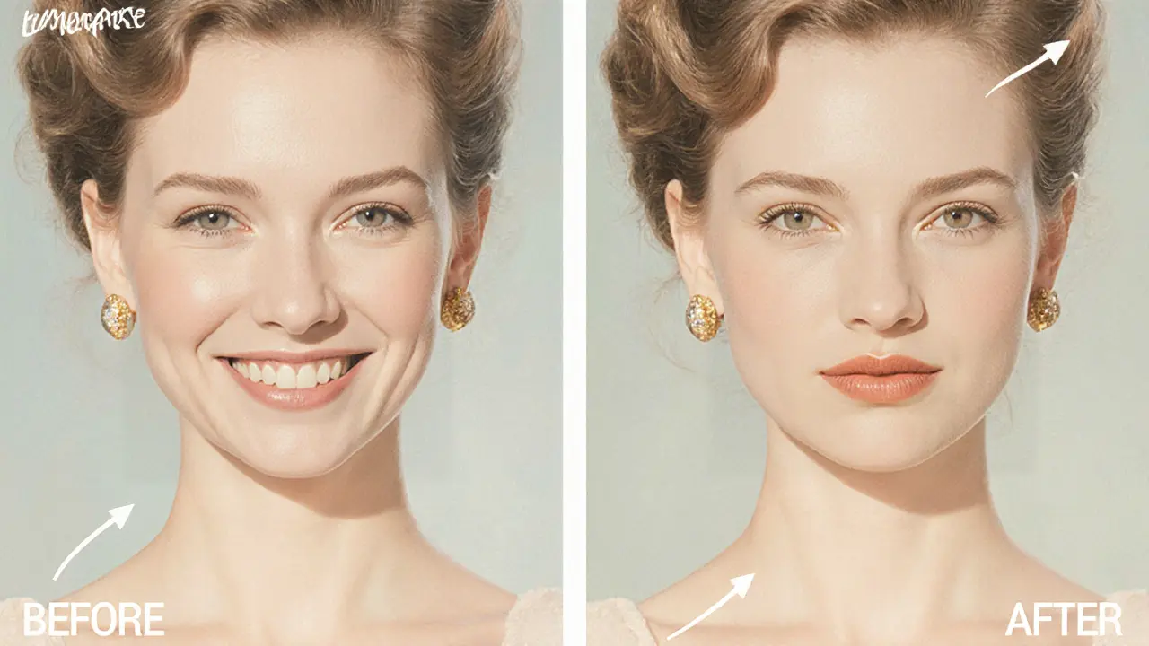 Диptyх: до и после коррекции улыбки — естественная симметрия без филлеров.