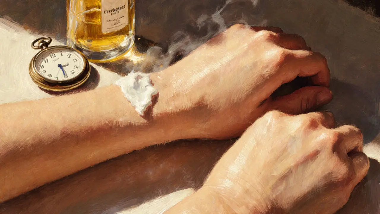 Два запястья: одно с кремом, другое с парфюмом, под тёплым светом.