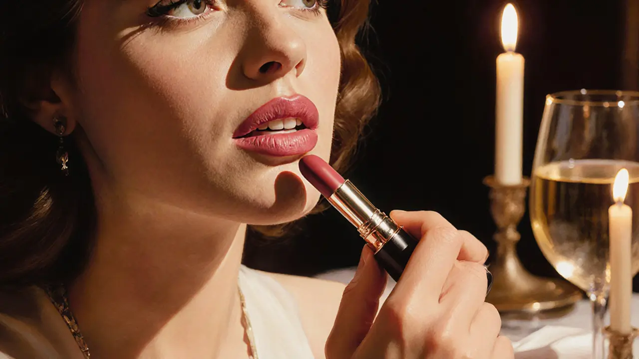 Женщина сочетает матовый и глянцевый финиши на губах