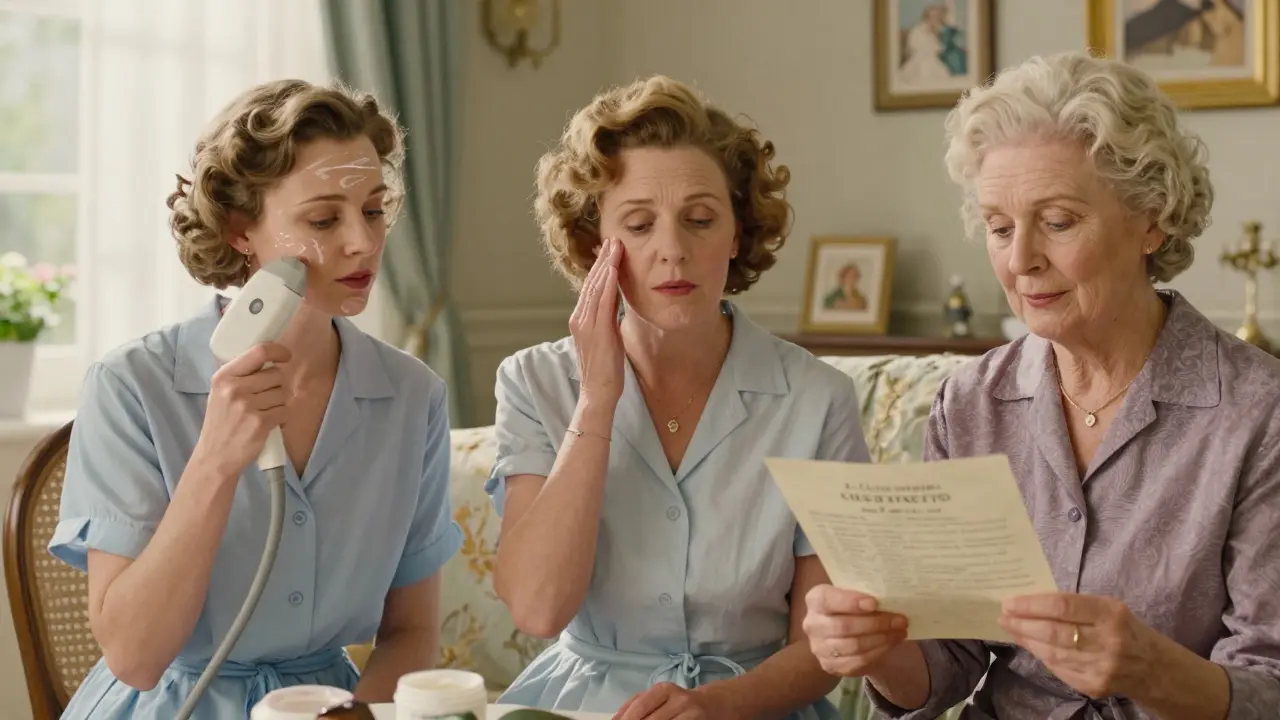 Три женщины с разными подходами к уходу за кожей — правильный и ошибочный.