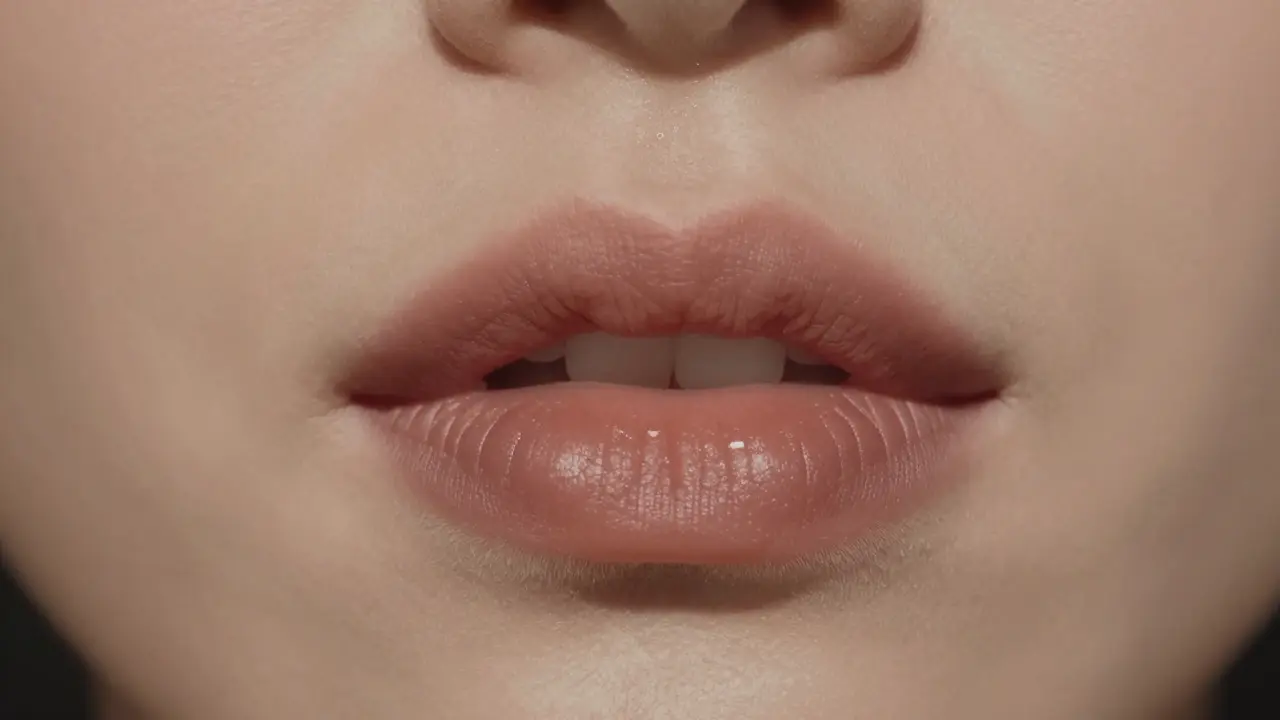 Близкий план губ с естественным контуром, подчеркнутым карандашом и пудрой без помады.