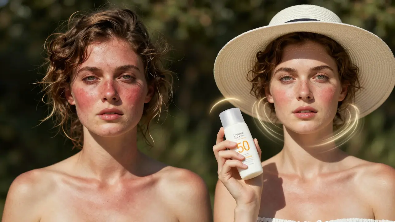 Два состояния кожи: загорелая и уставшая vs. восстановленная и сияющая после вечерней мезотерапии.