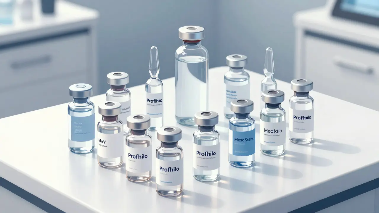 Гладкие флаконы с медицинскими препаратами на белом столе