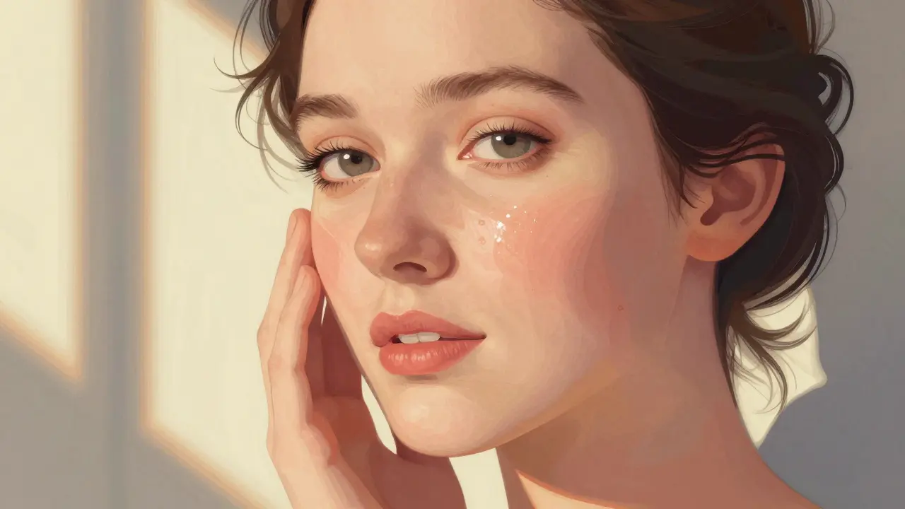 Стилизация кожи лица с защитным слоем и сиянием.