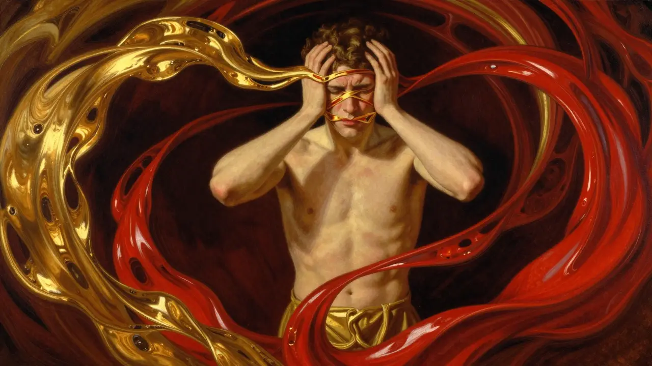 Абстрактное изображение влияния гормонов стресса на кожу лица