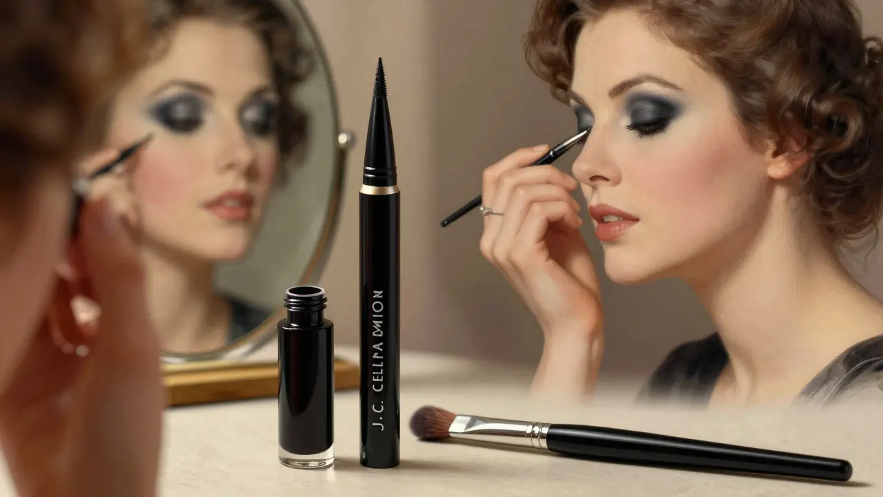 Гелевая подводка в баночке и профессиональная кисть для создания макияжа