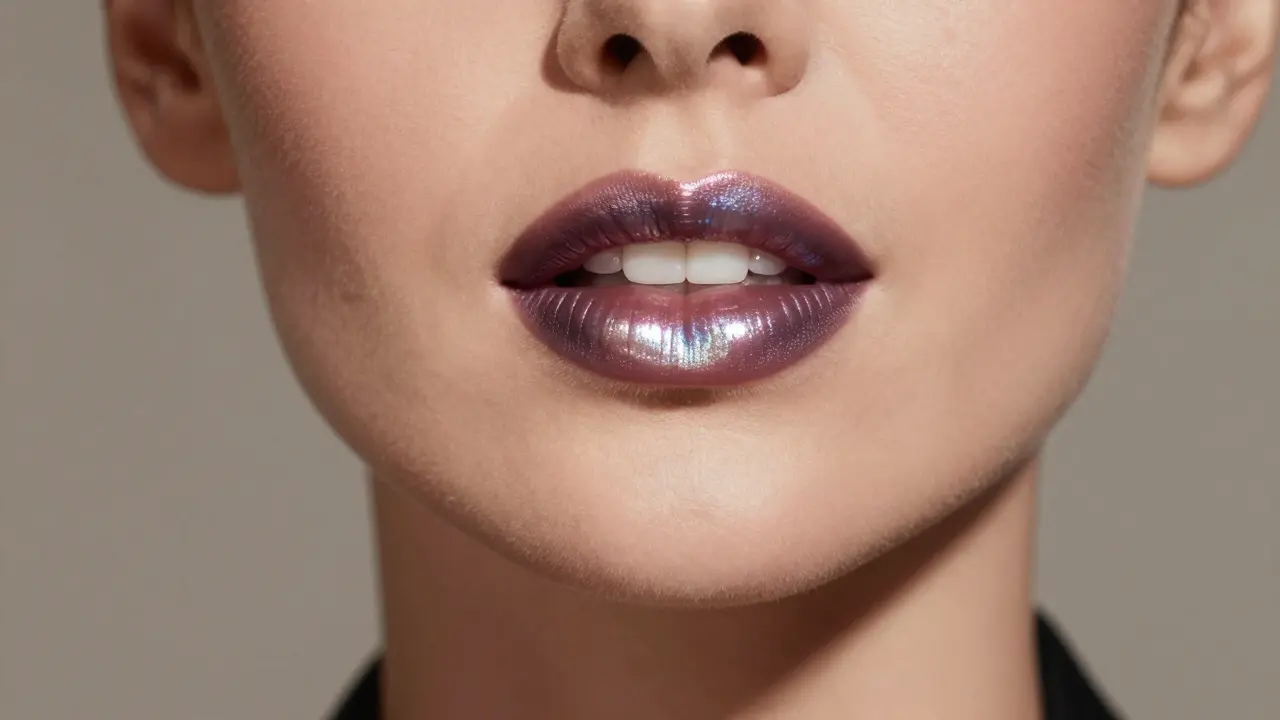 Портрет женщины с идеальным объемным макияжем губ в стиле омбре