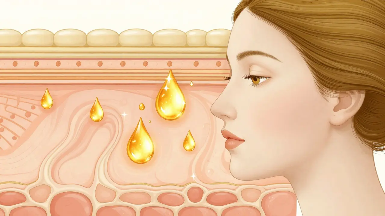 Стилизованное изображение процесса проникновения витаминных коктейлей в кожу