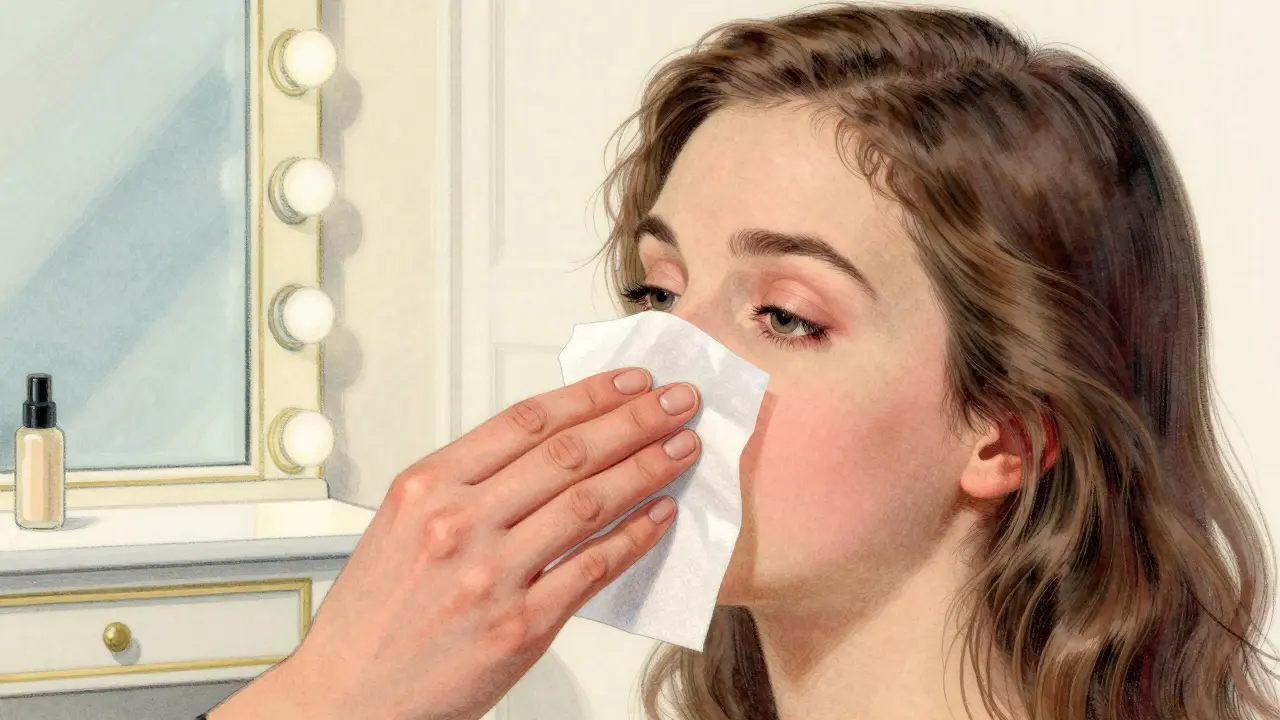 Тест с матирующей салфеткой для определения типа кожи