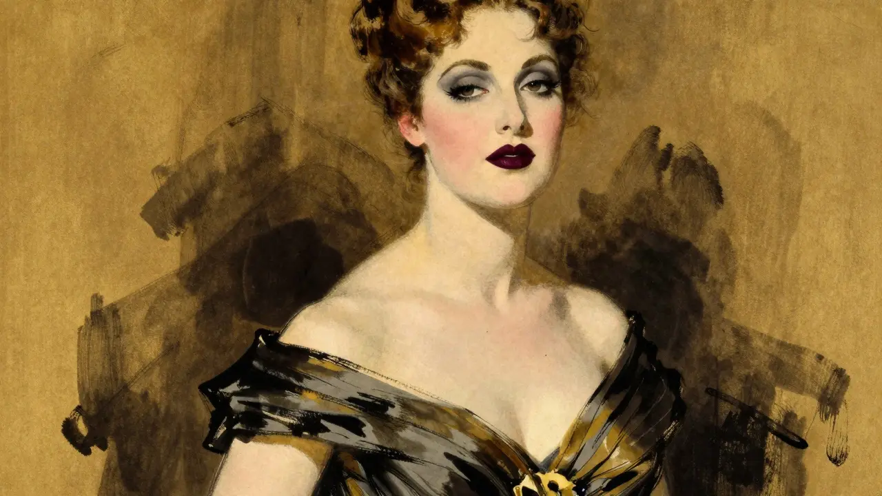 Уверенная дама в вечернем платье с матовой помадой и простым взглядом