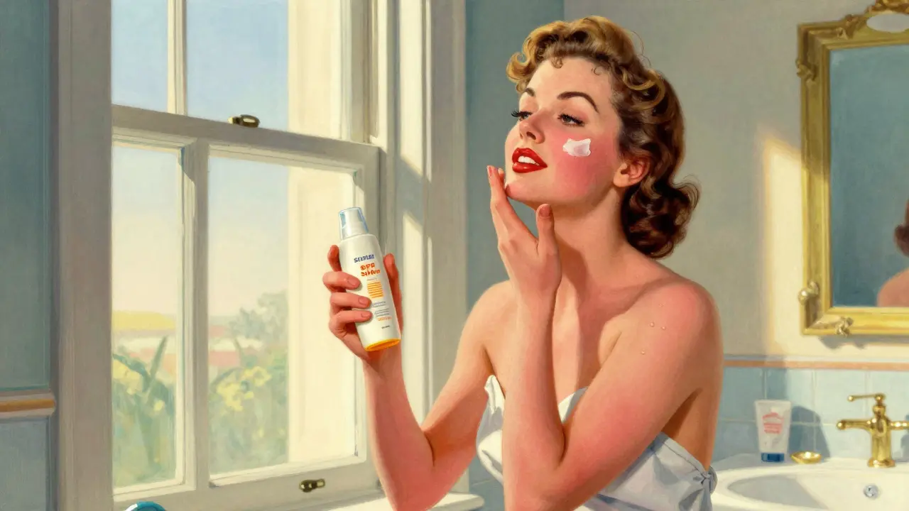 Женщина наносит крем с SPF после процедуры
